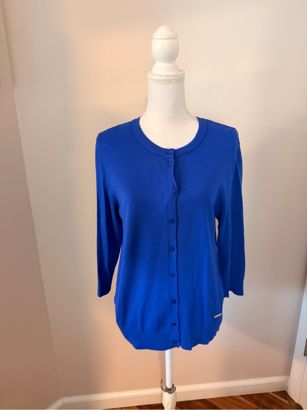Ellen Tracy Royal Blue Button-Front Cardigan